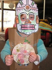 Amelia acted like a space robot at Storytime