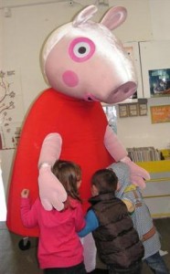 Peppa Pig gets a group hug