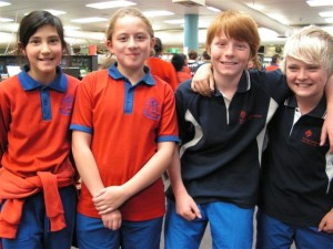 Aisling, Isabella, Nathaniel and Lukas enjoyed their library tour