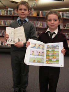 Mitch and Ellie with their reading choices