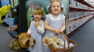 Ruby & Gaby both dressed as Dorothy (with Toto) at Storytime