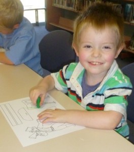 Jackson enjoyed colouring-in at Circus Storytime