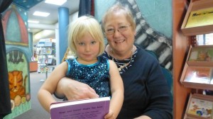 Ava, age 4 and a half, with Carol at Storytime