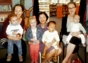 Baby Rhyme and Read graduates Nyssa and Charlie, Anastasia, Sue and Benjamin, Jen and Madeline