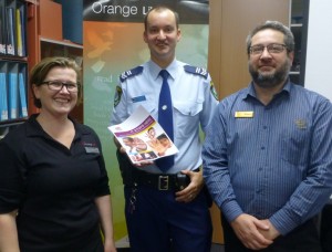 DVCAS Coordinator Penny Dordoy, Snr Constable Granton Smith and Librarian Michael Vella