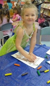 Emma dressed as Tinkerbell for Storytime