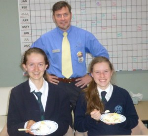 Sophie and Molly with Orange Librarian Sean Brady