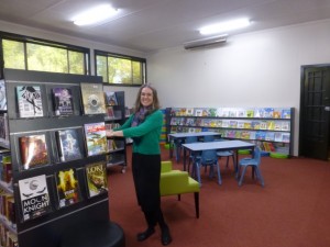 Christine at the shelves