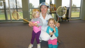 Squash players Tessa and Millie with their cricketer mum Birgitte