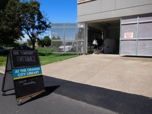 Temporary Orange City Library entrance