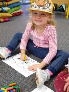 Lacey coloured-in her pirate hat