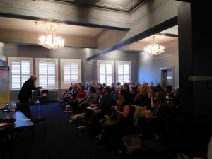 Author Mark Morri and crowd